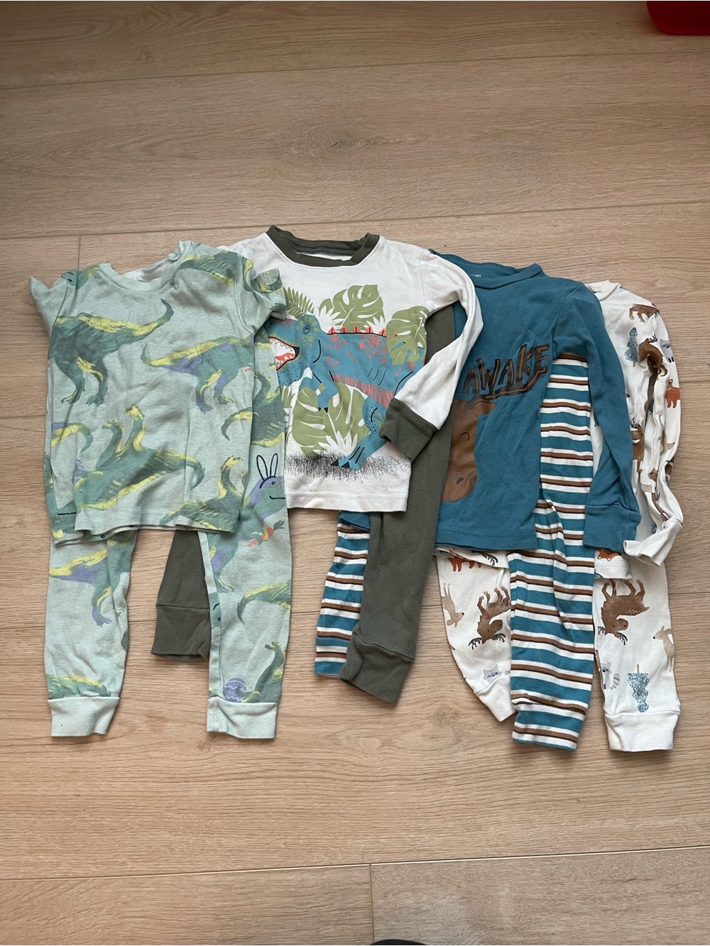 Carter's Kids Dino and Animal Pajama Sets - Green, Teal, White, Brown
